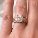 Stylishwe 3.5カラット 4本爪 オーバルカット イエローゴールド 3pc 指輪セット