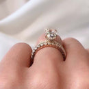 Stylishwe 3.5カラット 4本爪 オーバルカット イエローゴールド 3pc 指輪セット