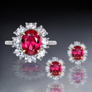 Stylishwe ハロー 3PCS ルビー ジュエリーセット