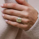 Stylishwe 3.0カラット ヘイロー ラディアントカット イエローサファイア 婚約指輪 スターリングシルバー - stylish we