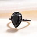 Stylishwe 2.2カラット ブラックダイヤモンド ヘイロー ペアーカット 婚約指輪