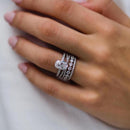 Stylishwe White Gold Oval Cut Ring Set in Sterling Silver 