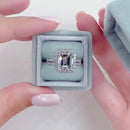 Stylishwe エレガント 2.5カラット エメラルドカット  925シルバー 指輪セット