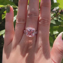 Stylishwe 4.0カラット 合成モルガナイト クッションカット 2連 セットリング