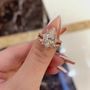 Stylishwe エレガント  2.2カラット ペアカット ピンクゴールド スターリングシルバー セットリング