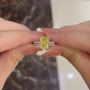 Stylishwe 3.3カラット エレガント イエローストーン ラディアントカット 2連 セットリング