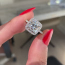 Stylishwe 4.0カラット ヘイロー クッションカット 婚約指輪