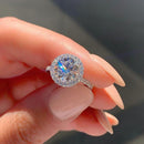 Stylishwe 2.0カラット ヘイロー ラウンドカット 婚約指輪 スターリングシルバー - stylish we