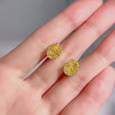 Stylishwe  2.3カラット オーバルカット イエローサファイア ピカピカ スタッド ピアス