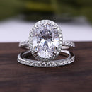 Stylishwe 4.0カラット クラシック ヘイロー オーバルカット 指輪セット スターリングシルバー - stylish we