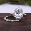 Stylishwe 4.0カラット クラシック ヘイロー オーバルカット 指輪セット スターリングシルバー - stylish we