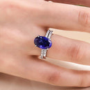 Stylishwe 3.50カラット サファイア オーバルカット 指輪セット スターリングシルバー