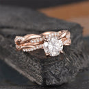 Stylishwe ツイスト 1.25カラット ピンクゴールド ラウンドカット 指輪セット スターリングシルバー - stylish we