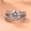 Stylishwe  2.0カラット Xシェイプ ラウンドカット 指輪セット