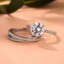 Stylishwe  2.0カラット Xシェイプ ラウンドカット 指輪セット