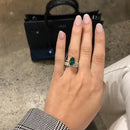 Stylishwe 3.5カラット オーバルカット 2連 エメラルド 指輪セット