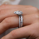 Stylishwe エレガント 2.2カラット ヘイロー ペアーカット 2連 セットリング