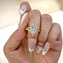 Stylishwe  3.5カラット イエローゴールド オーバルカット  指輪セット