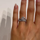 Stylishwe  3.0カラット ホワイトゴールド クッションカット 指輪セット