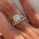 Stylishwe 3.0カラット クッションカット スターリングシルバー イエローゴールド 3pc 指輪セット