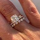 Stylishwe 3.0カラット クッションカット スターリングシルバー イエローゴールド 3pc 指輪セット