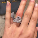 Stylishwe 3.0カラット ハロー クッションカット 4pcs 重ね付け 指輪セット