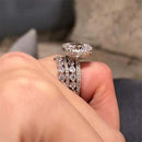 Stylishwe 3.0カラット ハロー クッションカット 4pcs 重ね付け 指輪セット