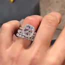 Stylishwe 3.0カラット ハロー クッションカット 4pcs 重ね付け 指輪セット