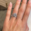 Stylishwe 4.5カラット 華奢 クッションカット上品3PC 指輪セット