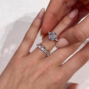 Stylishwe  4.5カラット お洒落 ホワイトゴールド クッションカット 3PC指輪セット