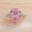 Stylishwe Elegant 4.0 Carat Pear Shape Pink Sapphire Women's Engagement Ring 