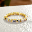 Stylishwe 華奢 エタニティリング エメラルド＆ラウンドカット 結婚指輪