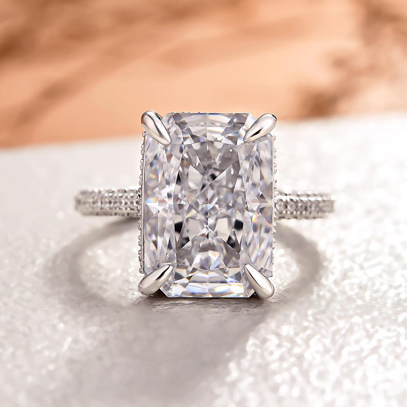 Stylishwe 7.0 Carat Luxurious Radiant Cut Silver Engagement Ring 