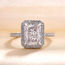 Stylishwe クラシック 3カラット ヘイロー ラディアントカット 婚約指輪 スターリングシルバー