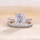 Stylishwe 3.0カラット クッションカット 2連 シルバー セットリング