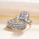 Stylishwe  4.5カラット ホワイトゴールド クッションカット 指輪セット