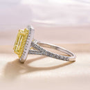 Stylishwe 豪華 2.5カラット イエローサファイア ラディアントカット レディース 婚約指輪