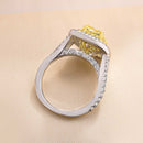 Stylishwe 豪華 2.5カラット イエローサファイア ラディアントカット レディース 婚約指輪