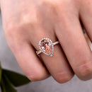 Stylishwe 2.2カラット ヘイロー ペアーカット 合成モルガナイト リング