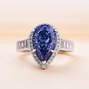 Stylishwe  豪華 3.0カラット アクアマリンブルー ペアカット レディース  スターリングシルバー 婚約指輪 - stylish we