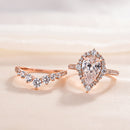 Stylishwe エレガント  2.2カラット ペアカット ピンクゴールド スターリングシルバー セットリング - stylish we