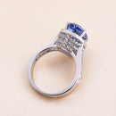 Stylishwe  豪華 3.0カラット アクアマリンブルー ペアカット レディース  スターリングシルバー 婚約指輪 - stylish we