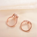 Stylishwe エレガント  2.2カラット ペアカット ピンクゴールド スターリングシルバー セットリング - stylish we