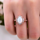 Stylishwe ローズゴールド 1.8カラット オーバルカット オーパルストーン 婚約指輪 スターリングシルバー - stylish we