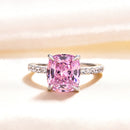 Stylishwe 3.0 Carat Halo Radiant Cut Pink Sapphire Engagement Ring 