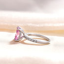 Stylishwe 3.0 Carat Halo Radiant Cut Pink Sapphire Engagement Ring 