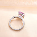 Stylishwe 3.0 Carat Halo Radiant Cut Pink Sapphire Engagement Ring 