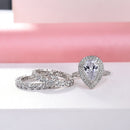 Stylishwe 2.0カラット エターニティー ダブル ヘイロー ペアーカット 3PC スターリングシルバー 指輪セット - stylish we