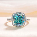 Stylishwe 5.0 Carat Halo Cyan Blue Cushion Cut Engagement Ring 