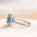 Stylishwe 5.0 Carat Halo Cyan Blue Cushion Cut Engagement Ring 